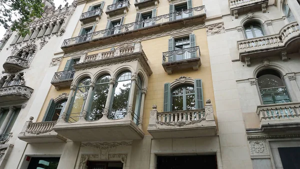 stock image Facade of an old apartment building in the Barcelona, Catalonia, Spain at Europe