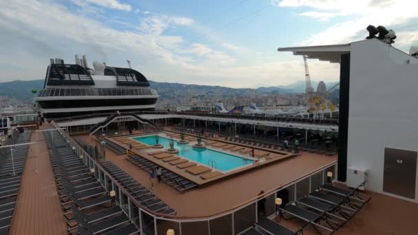 Genova Maggio 2023 Nave Crociera Msc Grandiosa Entra Nel Porto — Video Stock