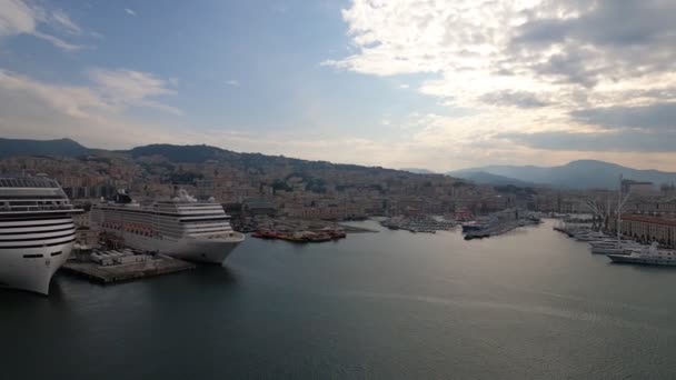 Génova Italia Mayo 2023 Crucero Msc Grandiosa Que Entra Puerto — Vídeo de stock