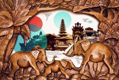 Bali 'den fotoğraf kolajı. Endonezya - seyahat geçmişi. Sanat tasarımı
