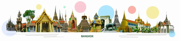 Κολάζ Από Ορόσημα Της Μπανγκόκ Ταϊλάνδη Βασιλικό Παλάτι Του Βασιλιά — Φωτογραφία Αρχείου