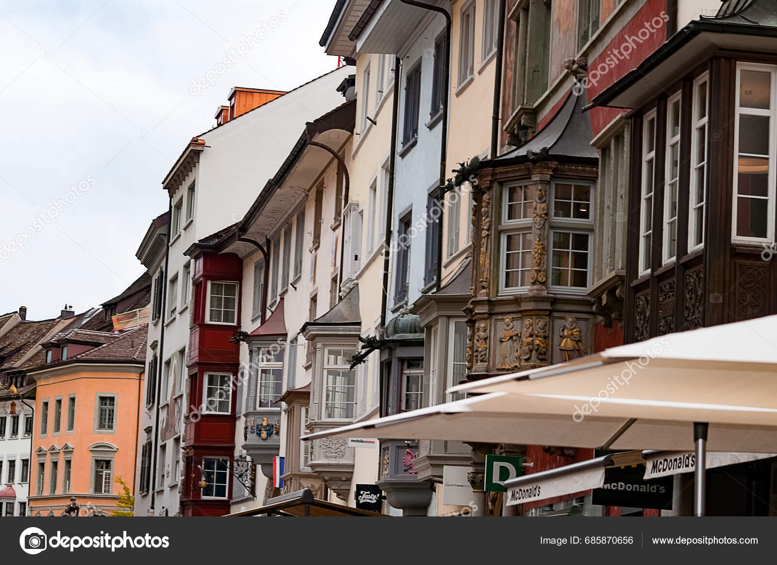 Schaffhausen Switzerland October 2023 Beautiful Facades Historic Houses