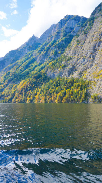 Konigsee, Germany - Lake surrounded with mountains, Berchtesgaden National Park, Bavaria at Germany