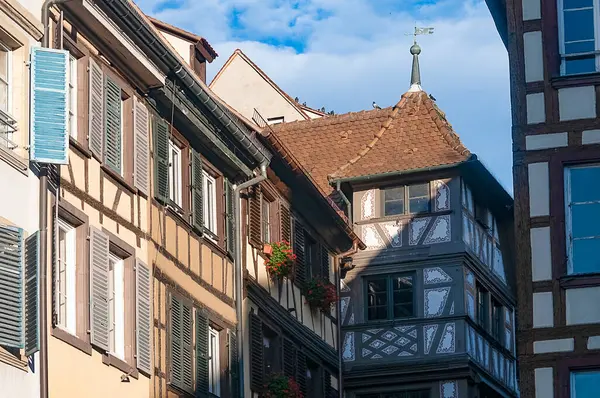 Fransa Nın Strazburg Şehrinde Kışın Tarihi Ahşap Cephe Telifsiz Stok Imajlar