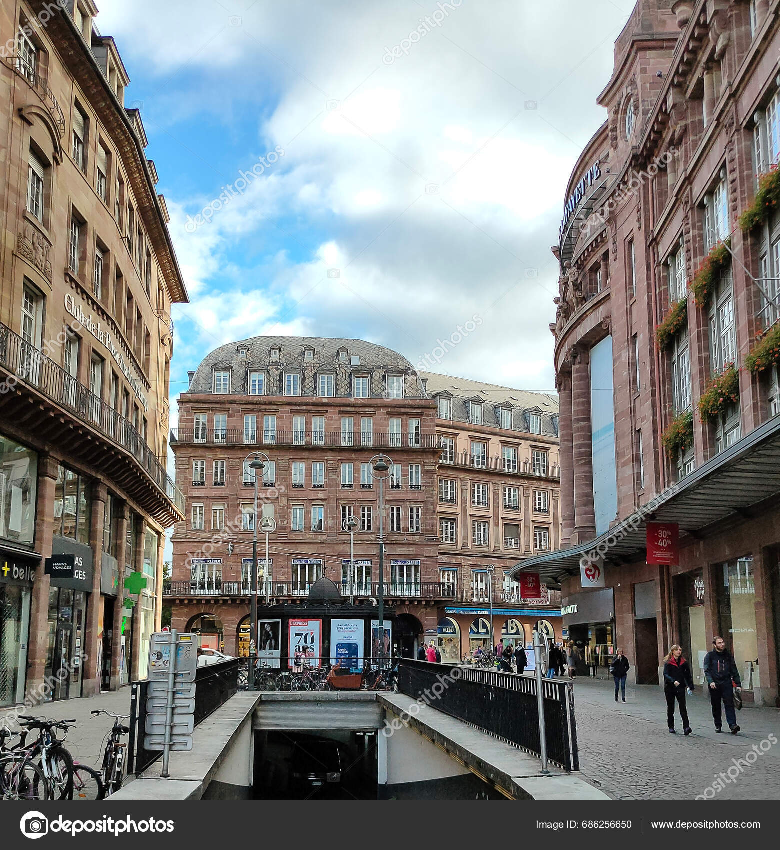 Strasbourg France October 2023 People Going Historical Downtown