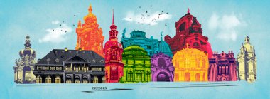 Almanya, Dresden 'in simgelerinin kolajı - sanat tasarımı
