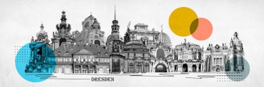 Almanya, Dresden 'in simgelerinin kolajı - sanat tasarımı