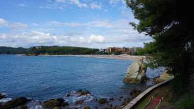 Kosta Brava 'da Lloret de Mar' da Fenals plajı, İspanya 'da Katalonya