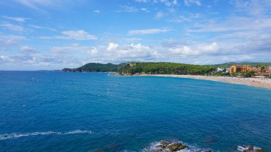 Kosta Brava 'da Lloret de Mar' da Fenals plajı, İspanya 'da Katalonya