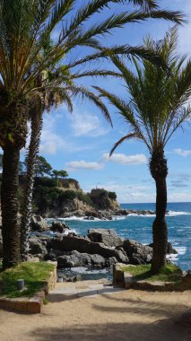 View of the sea coast in Lloret de Mar, Costa Brava, Catalonia at Spain. clipart