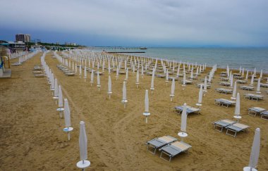 Kıyılı Adriyatik Denizi. Lignano Sabbiadoro İtalya 'da.