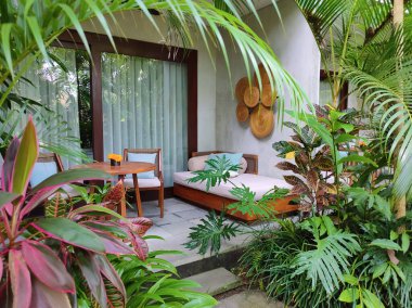 Ubud, Bali, Endonezya - 14 Temmuz 2024: Bali 'deki Adiwana Suweta Ubud Bali tatil beldesi.