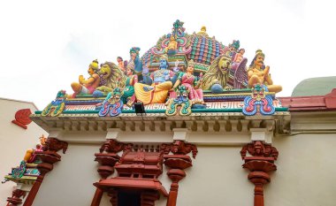Singapur 'daki Sri Mariamman tapınağının ayrıntıları.