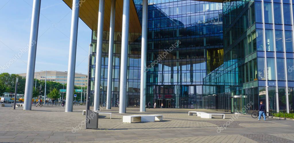 Budapest, Hungary - May 14, 2025: DT-ITS business service centre in Hungary logo on a building with blue sky background. Since its formation in 2006, DT-ITS IT service provider.