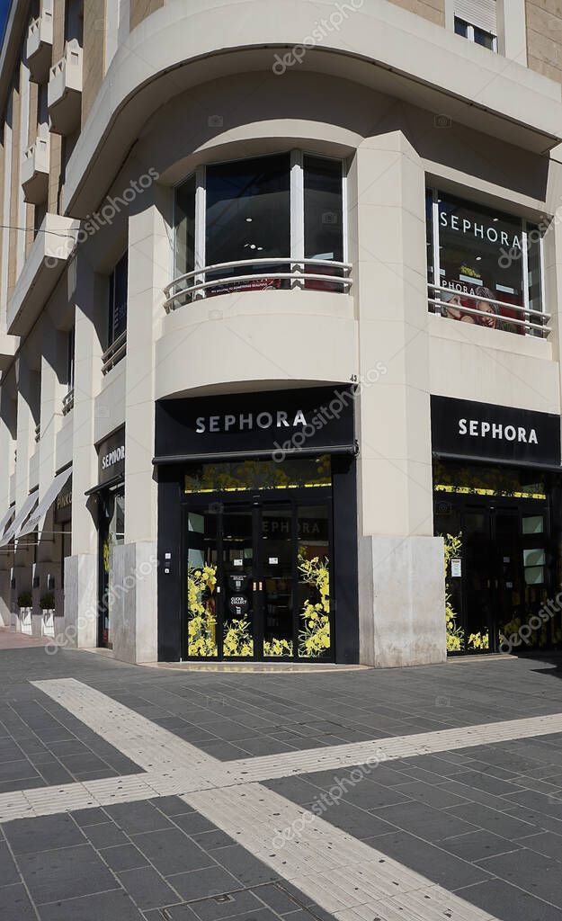 Bari, Italy - May 10, 2025: Facade of the Sephora store. Sephora is a french multinational chain of personal care and beauty stores