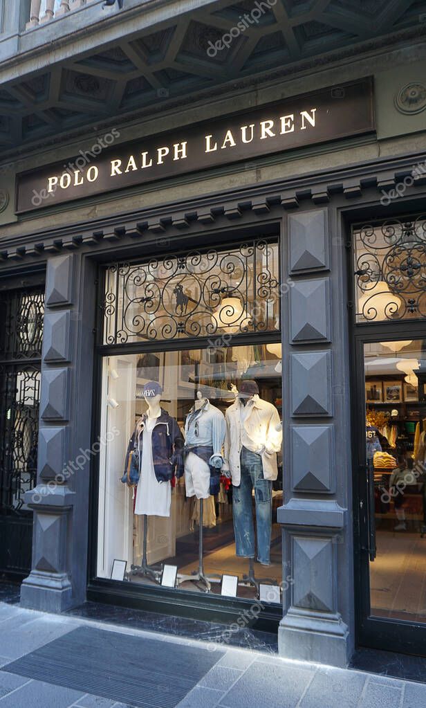 Bari, Italy - May 10, 2025: A display window of the latest collection of POLO RALPH LAUREN at front of the store.