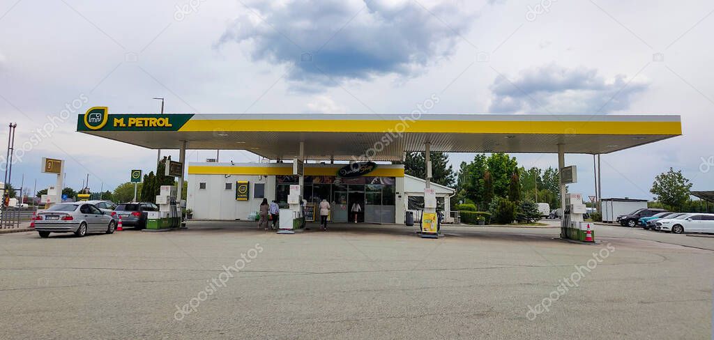 Wroclaw, Poland - April 17, 2025: A BP petrol station with an integral M at Wroclaw, Poland on April 17, 2025