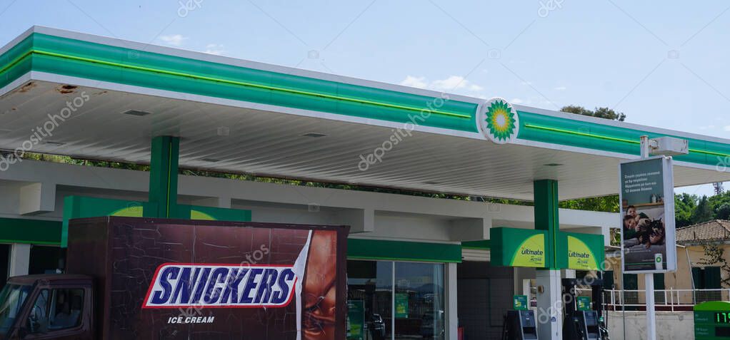 Wroclaw, Poland - April 17, 2025: A BP petrol station with an integral M at Wroclaw, Poland on April 17, 2025