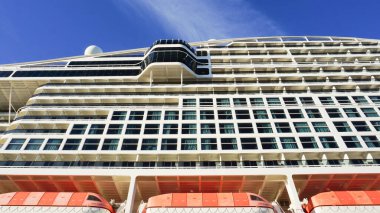 Valletta, Malta - September 24, 2025: View of the MSC World Europa, a cruise ship of the MSC Cruises company docked at the port of Valletta.