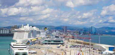 Barcelona, Spain - September 26, 2025: Barcelona cruise port, the most important port in the Mediterranean sea in Barcelona, Spain on September 26, 2025