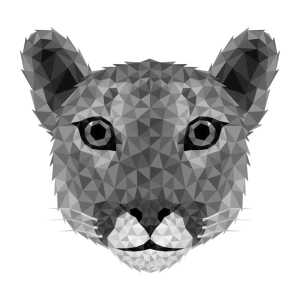 Puma Cougar Low Poli Baixo Poli Triangular Puma Face — Vetor de Stock