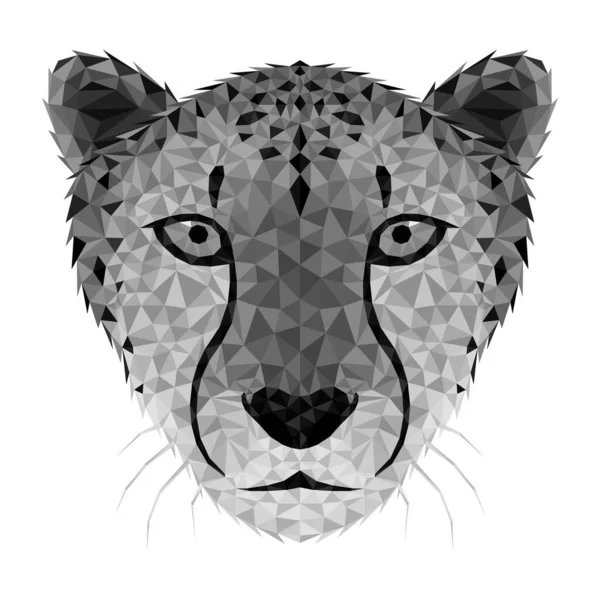 Cheetah Låg Poly Låg Poly Triangulär Cheetah Ansikte — Stock vektor