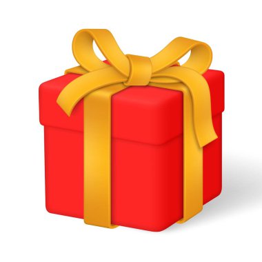 Fiyonklu bir hediye kutusu. Beyaz arkaplanda izole