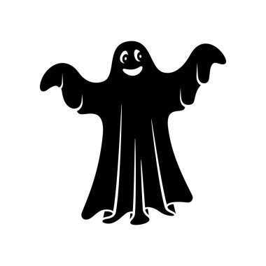 Cadılar Bayramı. Hayalet ikonu. Korkunç ve komik hayalet. Cadılar Bayramı 'nda gizemli uçan hayalet.