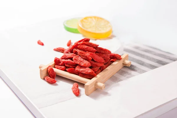 Red Goji Berries Placed Table — Stock Photo, Image