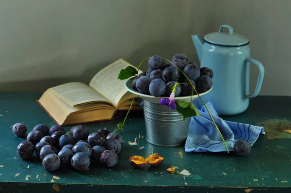Fresh Blueberries Fruits Wooden Background — Stock Photo, Image