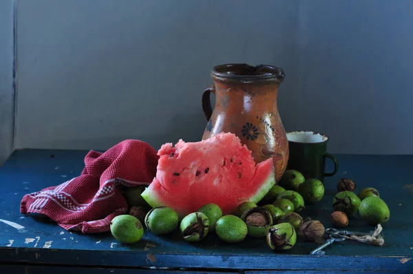 Bowl Pomegranate Fruit Red Green — Stock Photo, Image