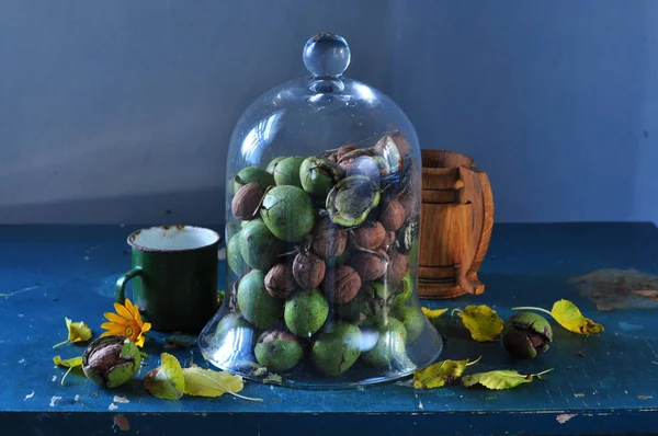 Still Life Green Nuts — Stock Photo, Image