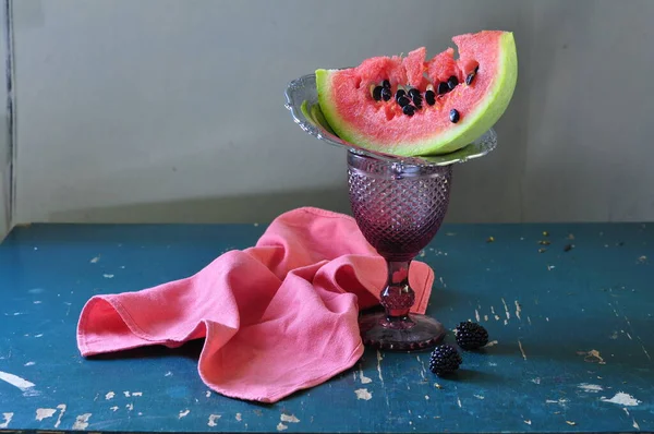 stock image fresh ripe watermelon on a blue background