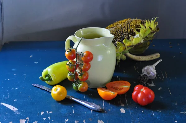 Fresh Organic Vegetables Glass Jar — Stock Photo, Image