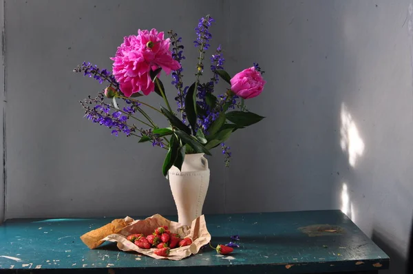 Pembe Şakayıklar Kurumuş Çiçekler — Stok fotoğraf