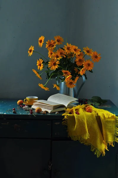 Sonbahar Kompozisyonu Natürmort Güzel Sonbahar Renkleri Mumlar — Stok fotoğraf