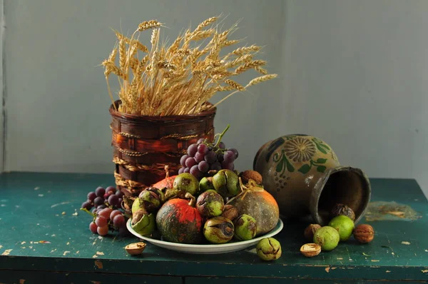 Autumn Harvest Still Life Vegetables Fruits — Stock Photo, Image