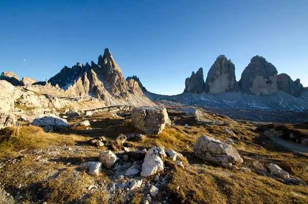 Horské Vrcholy Tre Ciciarearedo Italských Alpách — Stock fotografie