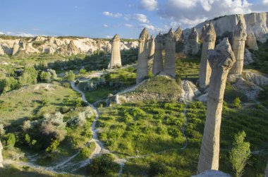 Kapadokya. Vadideki ünlü kaya oluşumları, Kapadokya şehri. hindi 