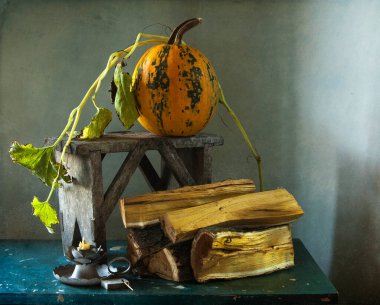 ahşap masa üzerinde olgunlaşmış taze kabak 