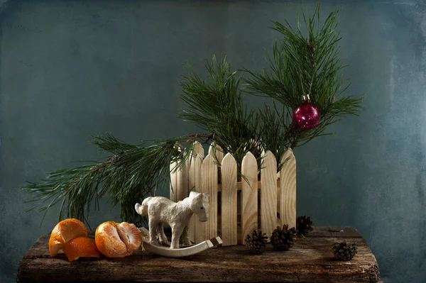 Composição Natal Com Árvore Natal Estilo Vintage — Fotografia de Stock