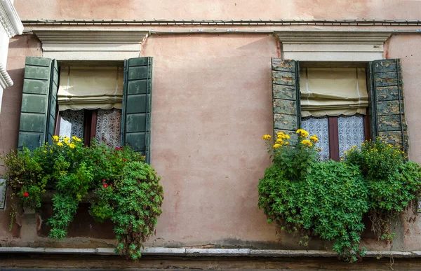Eski Şehrin Çiçekli Penceresi — Stok fotoğraf