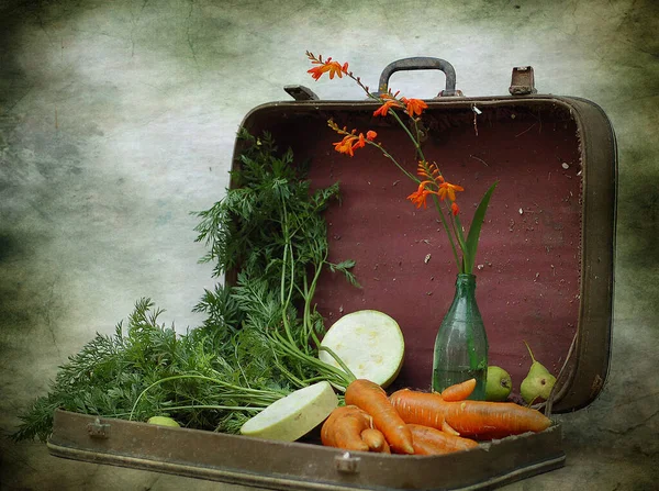 Φρέσκα Λαχανικά Vintage Φόντο — Φωτογραφία Αρχείου