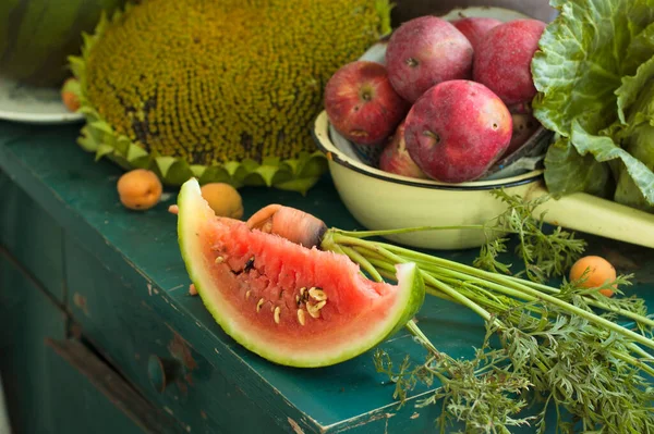 Frutas Frescas Maduras Mesa — Fotografia de Stock