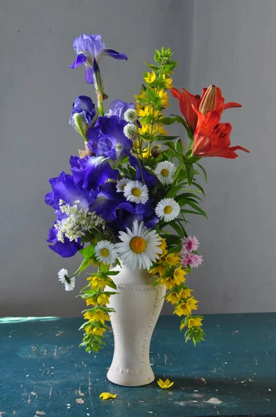 bouquet of wild flowers on a white background
