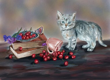 Bir kedi resmi çizmek ve hayat boyu böğürtlen ve kitaplarla yaşamak