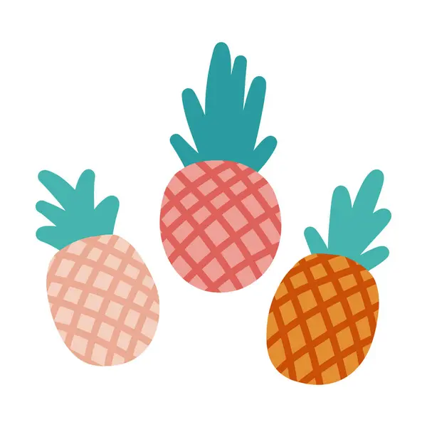 Cute and funny pineapple fruit illustration. For sticker, print, decor, banner, poster.