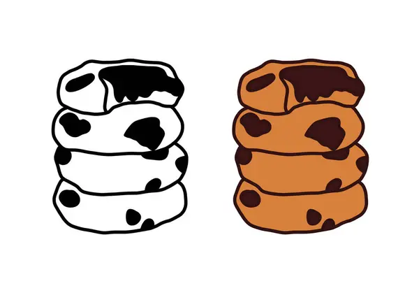 Set of cartoon chocolate cookie. For decor, print, postcard, sticker, banner, poster.