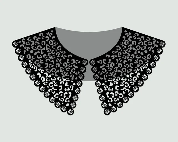 Cotton Collar Lace Design Vector Front View Technical Trim Sketch — Wektor stockowy