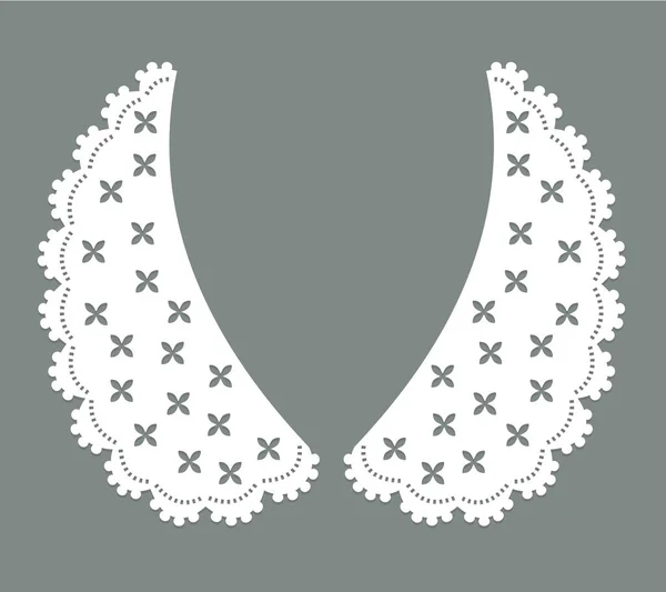 Cotton Collar Lace Design Vector Front View Technical Trim Sketch — Vetor de Stock